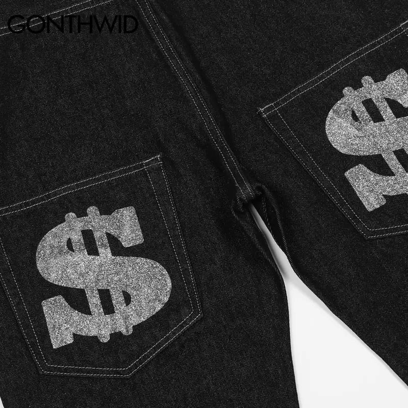Rhinestone Hip Hop Money Jeans | Solus LLC Solus LLC