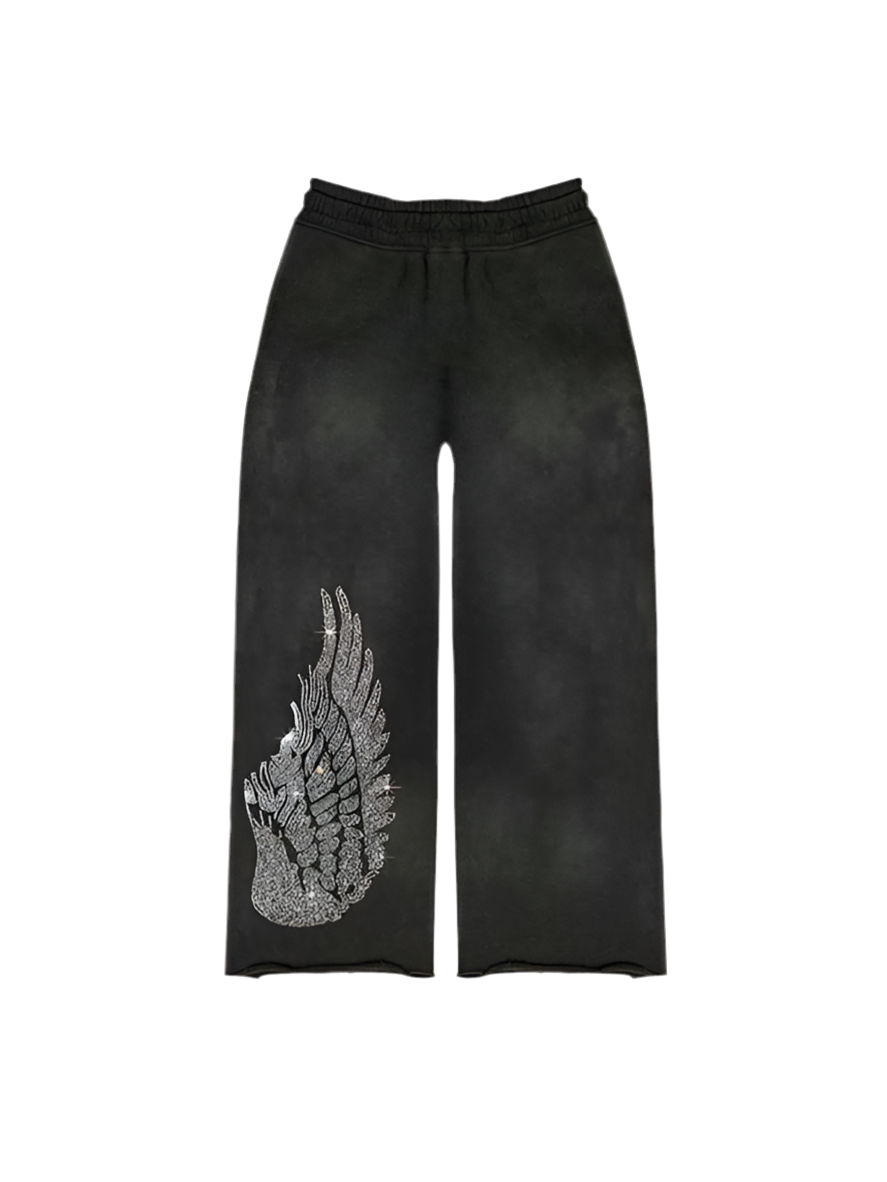 Rhinestone Falling Cross Sweatpants | Solus LLC Solus LLC