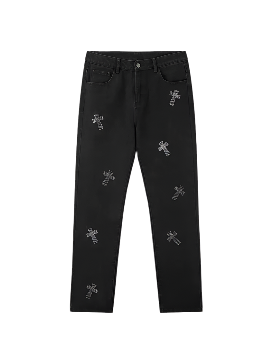 5☆ Retro Cross Black Jeans | Solus LLC Solus LLC