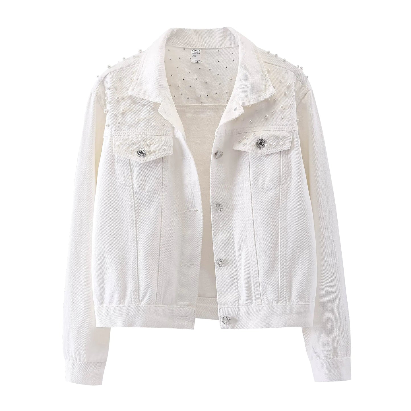 Womens Embroidered Pearl Denim Jacket | Solus LLC Solus LLC