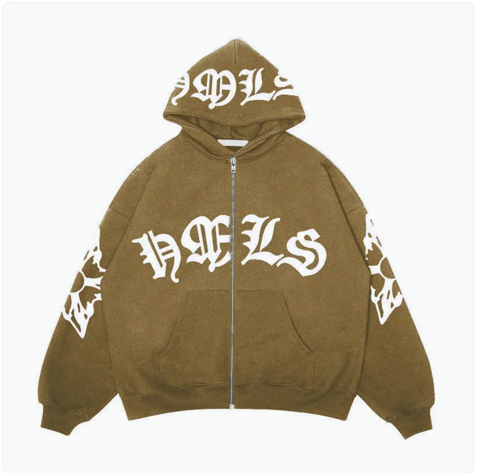 Gothic Letter Print Zip | Solus LLC Solus LLC