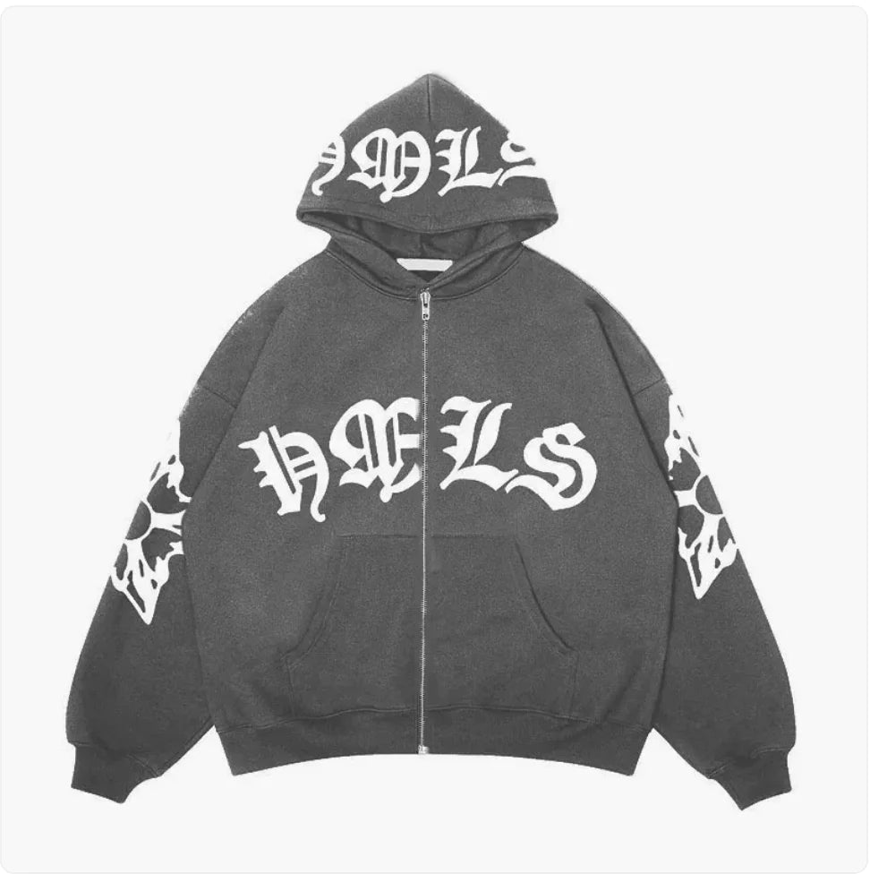Gothic Letter Print Zip | Solus LLC Solus LLC