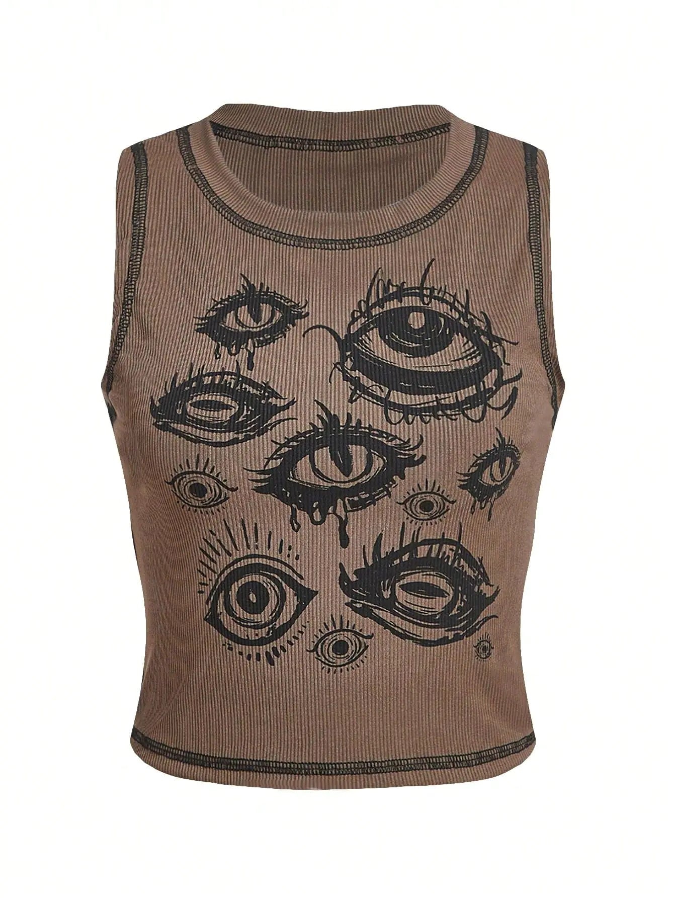 Womens Eye Print Crop Tank Top | Solus LLC Solus LLC