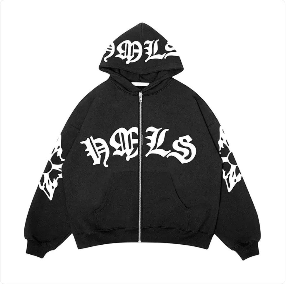 Gothic Letter Print Zip | Solus LLC Solus LLC