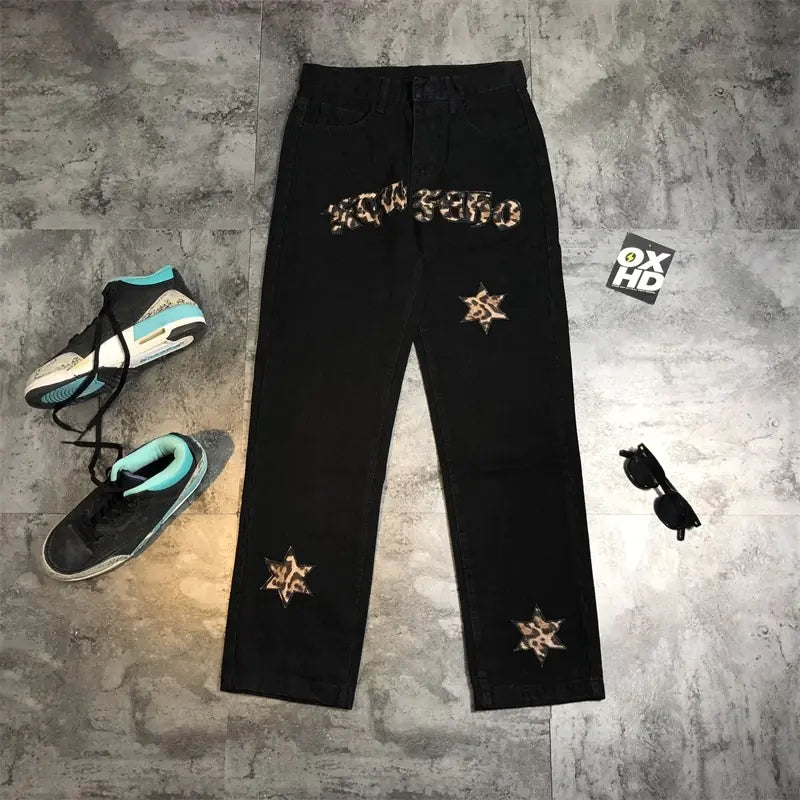 Gothic Letter Embroided Jeans | Solus LLC Solus LLC