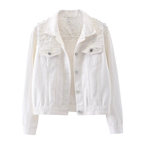 Womens Embroidered Pearl Denim Jacket | Solus LLC Solus LLC