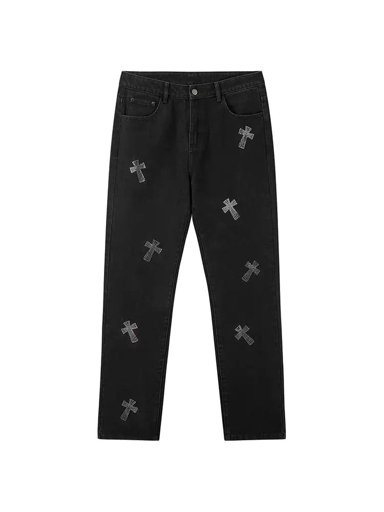 5☆ Retro Cross Black Jeans | Solus LLC Solus LLC