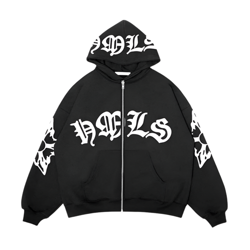 Gothic Letter Print Zip | Solus LLC Solus LLC