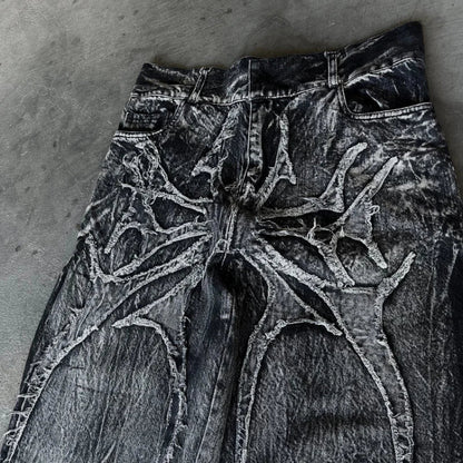 Spider Embroidery Patch Jeans Solus LLC