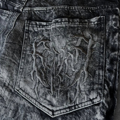 Spider Embroidery Patch Jeans Solus LLC