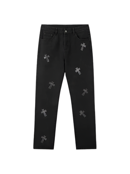 5☆ Retro Cross Black Jeans | Solus LLC Solus LLC