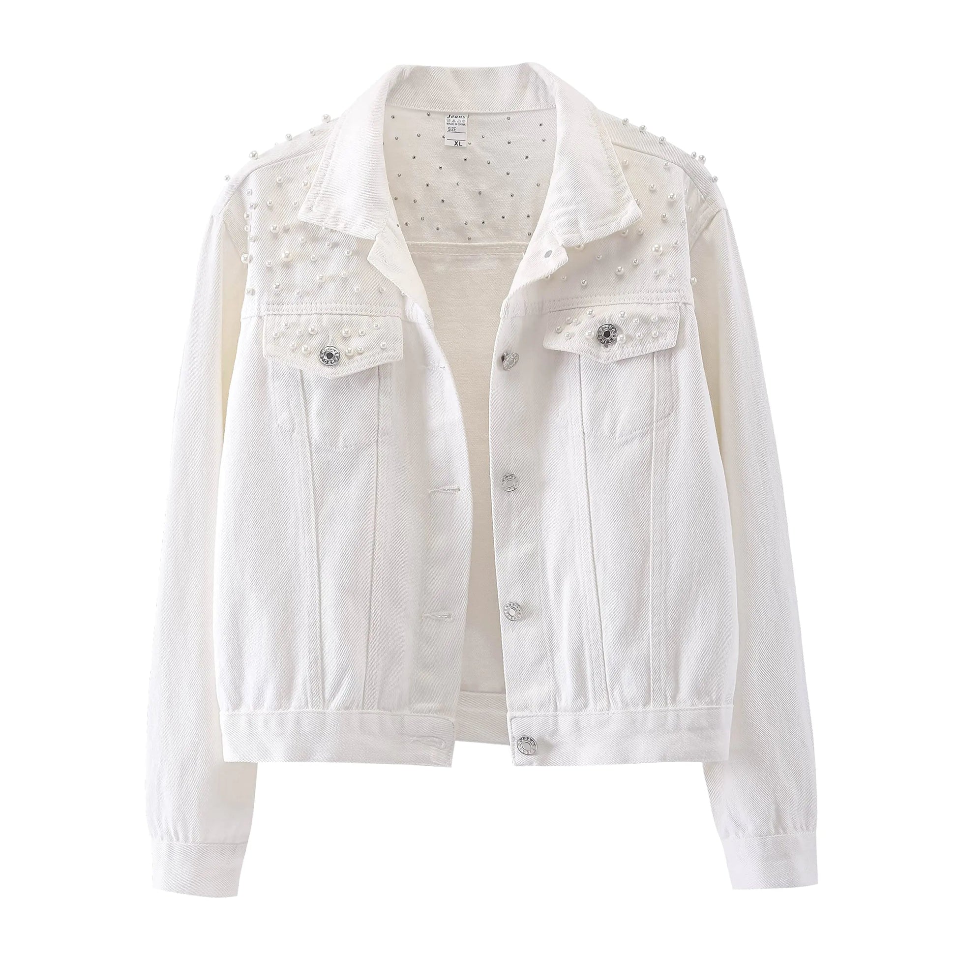 Womens Embroidered Pearl Denim Jacket | Solus LLC Solus LLC