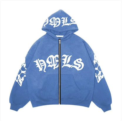 Gothic Letter Print Zip | Solus LLC Solus LLC