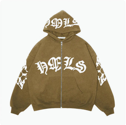 Gothic Letter Print Zip | Solus LLC Solus LLC
