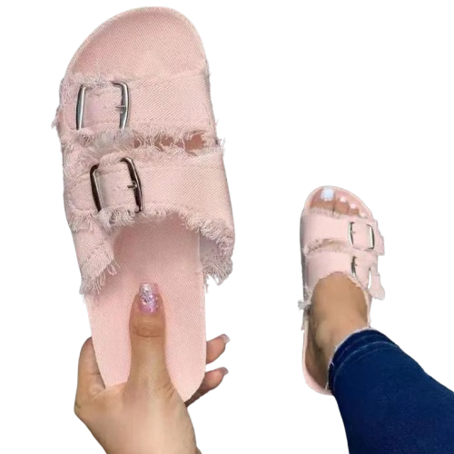 Womens Buckle Denim Slides | Solus LLC Solus LLC